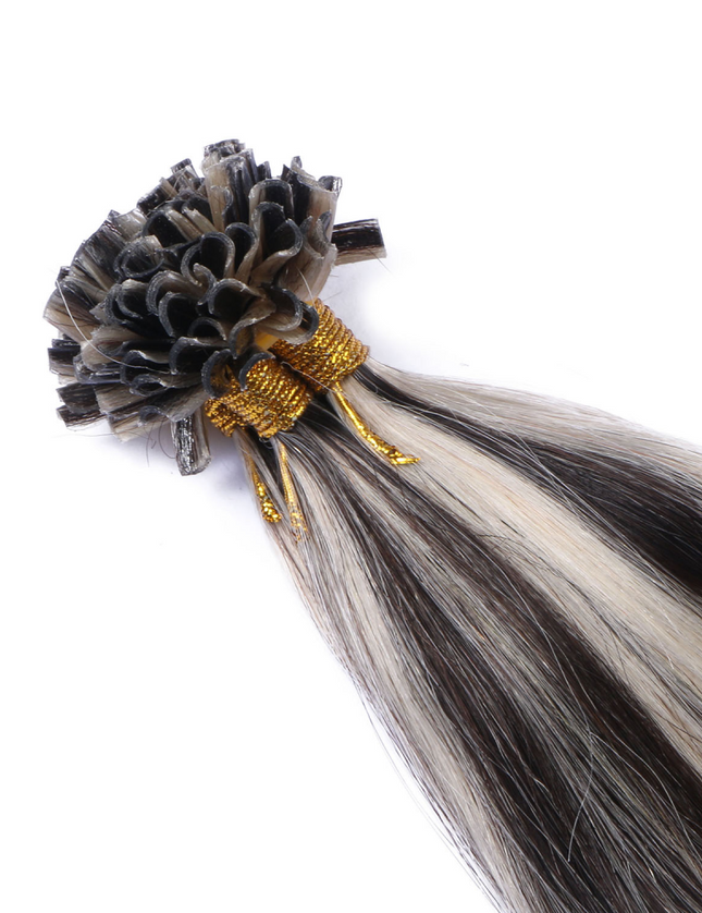 U tip hair extensions- 1B and grey Color- straight