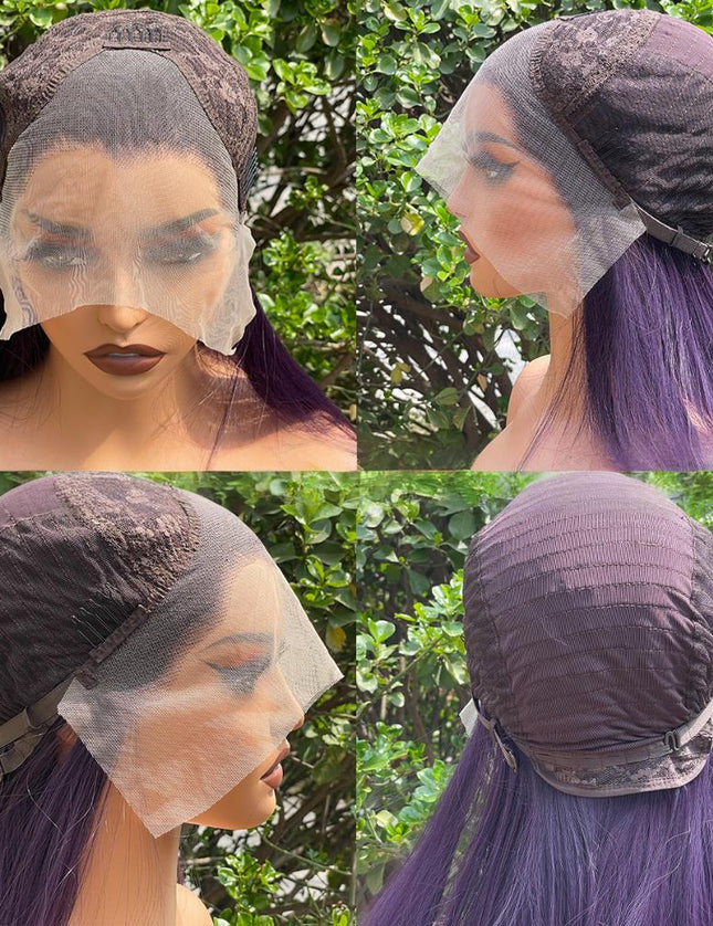 Synthetic lace frontal color wig---13*4---Purple color