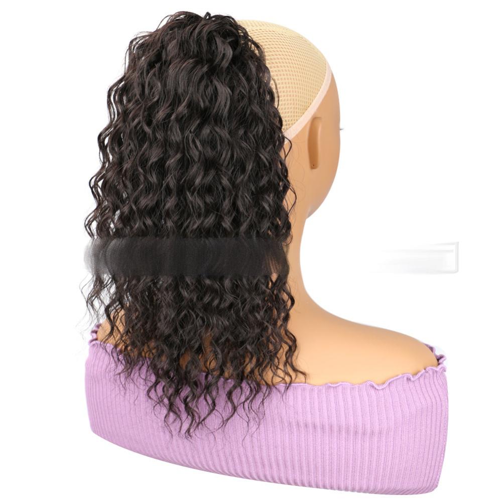 14 inch Drawstring style synthetic Deep wave , ponytail-black color