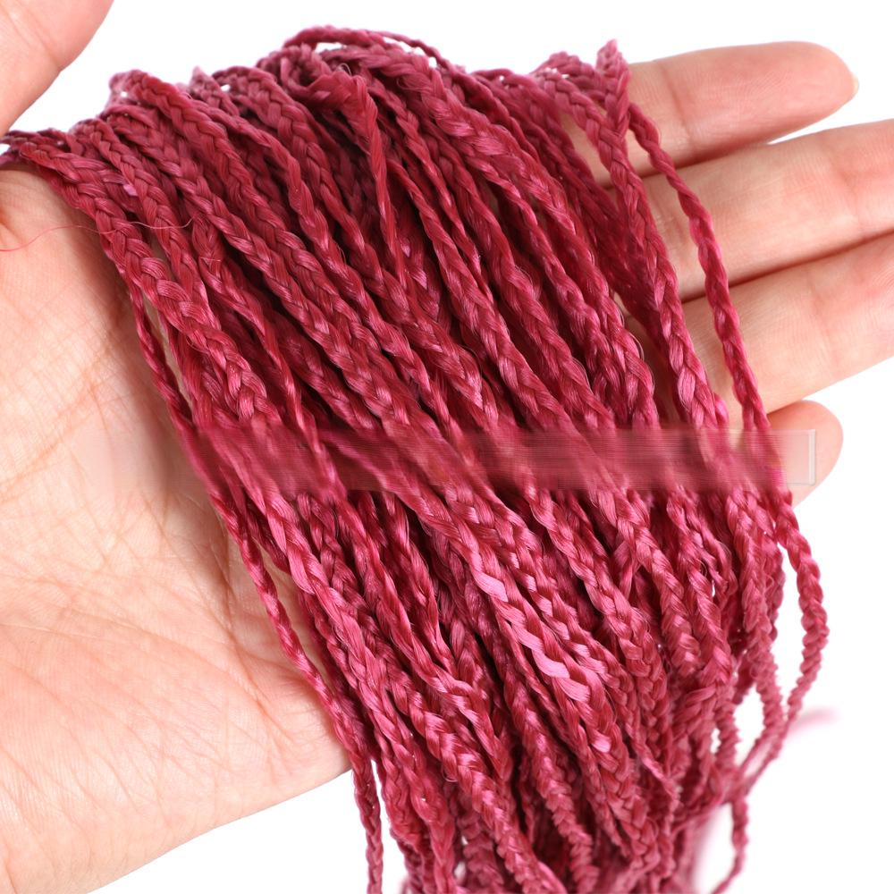 Fiber Thin three strand braid, straight Crochet Box Braids-- Burg
