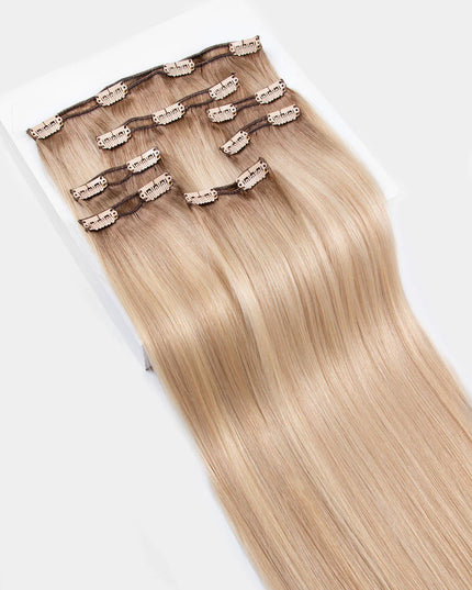 remy clip hair extensions-Color P14/613
