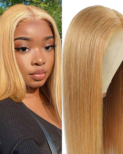 Color 27 straight 4x4, 5*5 Lace closure 100% Virgin Human Hair Wig 15A
