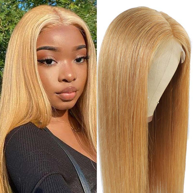 Color 27 straight 4x4, 5*5 Lace closure 100% Virgin Human Hair Wig 15A