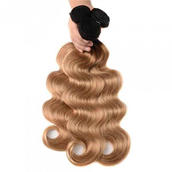 Ombre #1B/27 body wave Virgin human Hair bundles  1pc