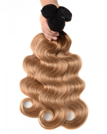 Ombre #1B/27 body wave Virgin human Hair bundles  1pc