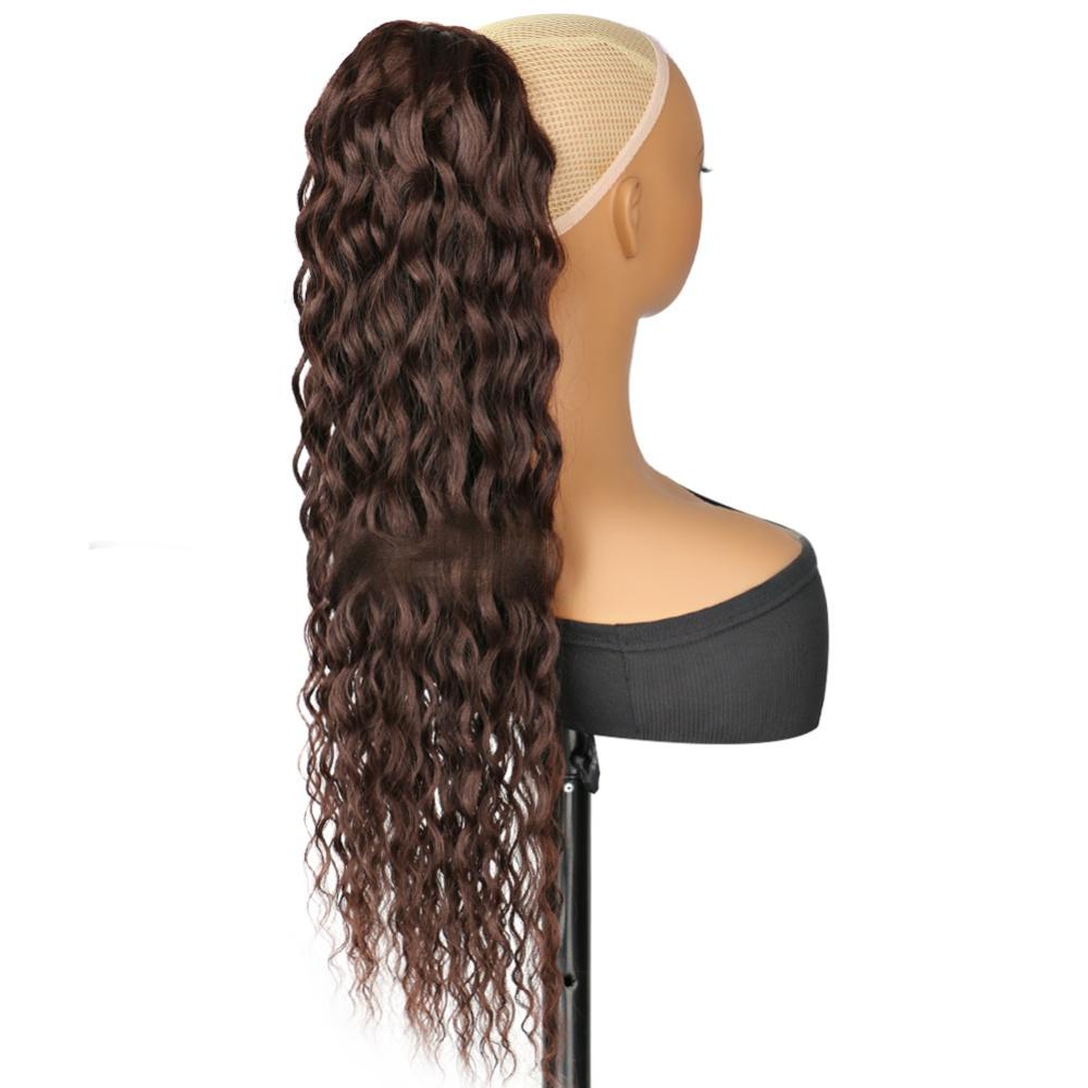 24 inch Drawstring style synthetic Deep wave , curly hair, ponytail-brown color