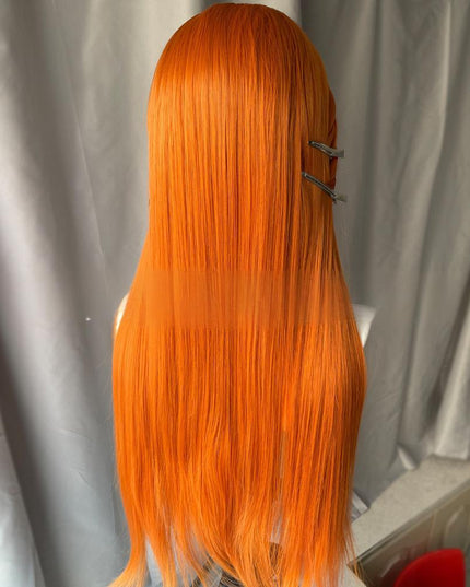 Synthetic lace frontal color wig straight---13*4---ginger color---pay 1 get 2