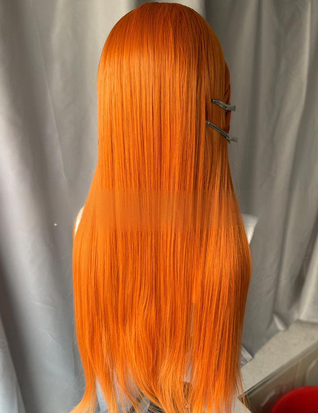 Synthetic lace frontal color wig straight---13*4---ginger color---pay 1 get 2