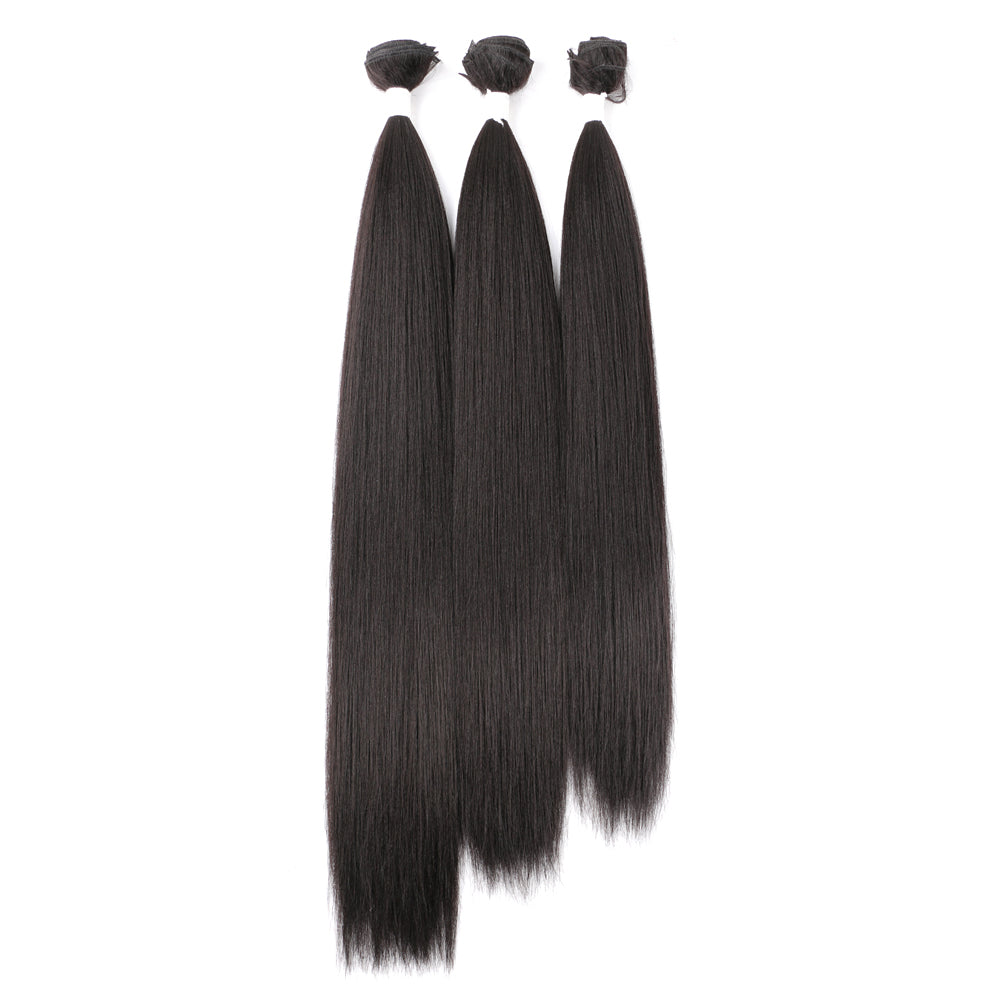 Long fiber straight hair weft 3 pcs -natural black color