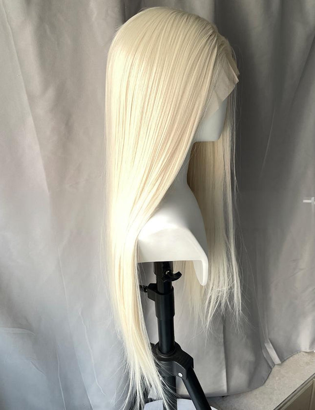 Synthetic lace frontal color wig straight---13*6---platium blonde color