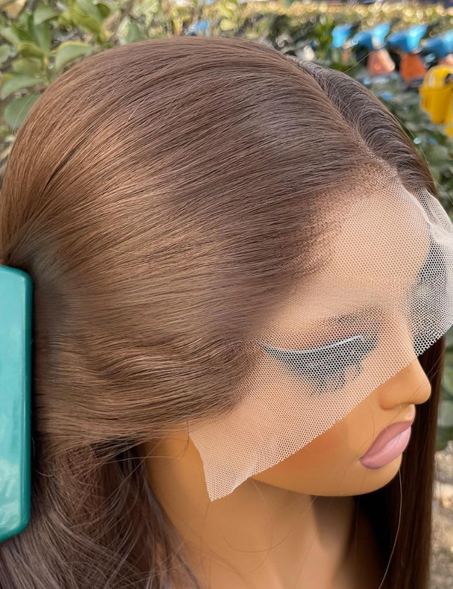 Synthetic lace frontal color wig straight---13*4---Mocha Brown color---pay 1 get 2