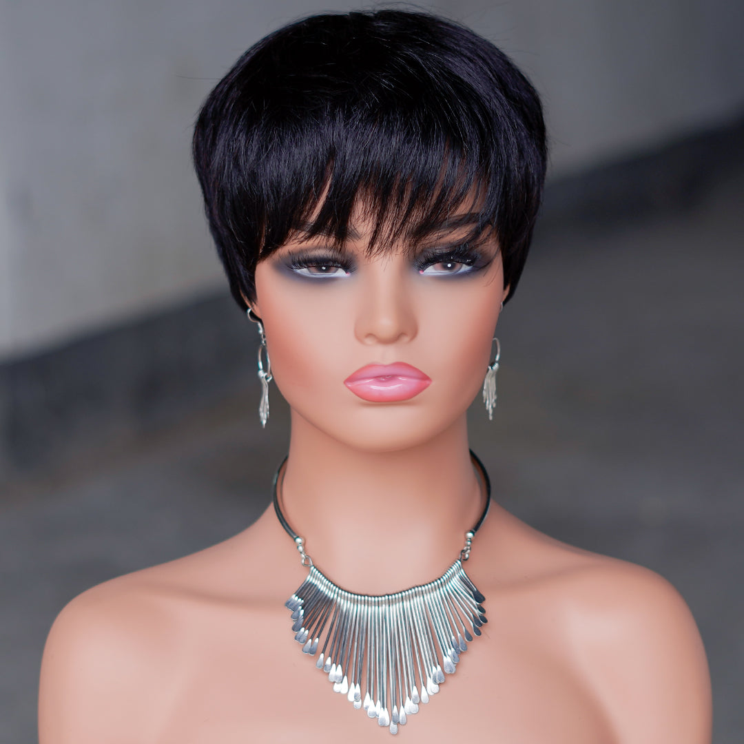 Machine made pixie cut wig---CX036-#1B ---RMB 44