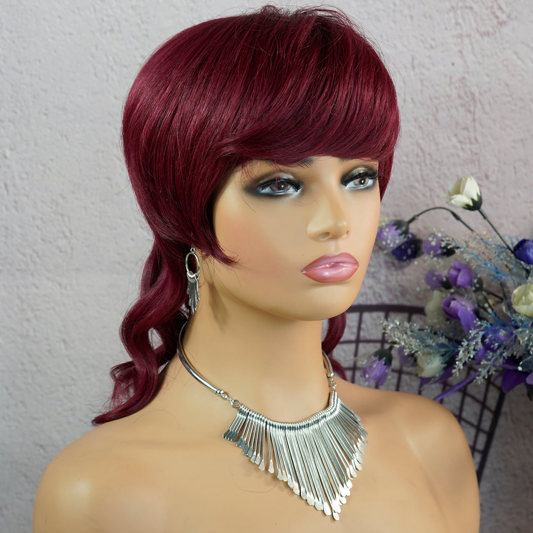 Machine made pixie cut wig---JKCX019-#99J---RMB 83