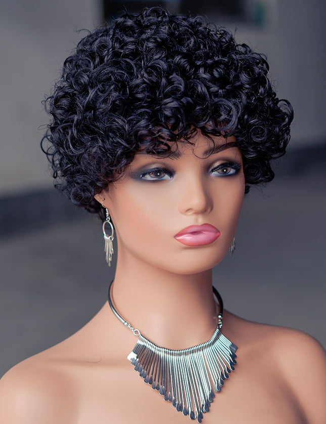 Machine made pixie cut wig---9042-#1B-pay 1 get 2