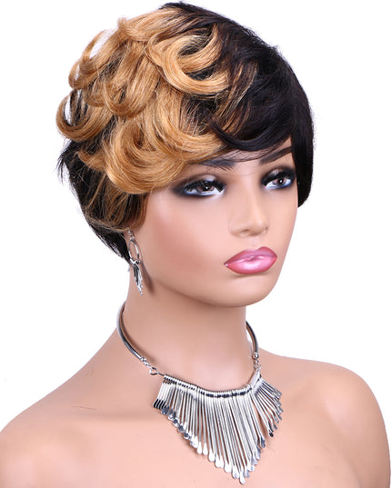 Machine made pixie cut wig---JKCX007---#1B/27---pay 1 get 2