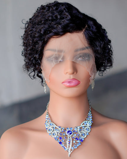 13*4*1 lace part -pixie cut wig Human Hair Wigs--CX021- color 1B#---pay 1 get 2