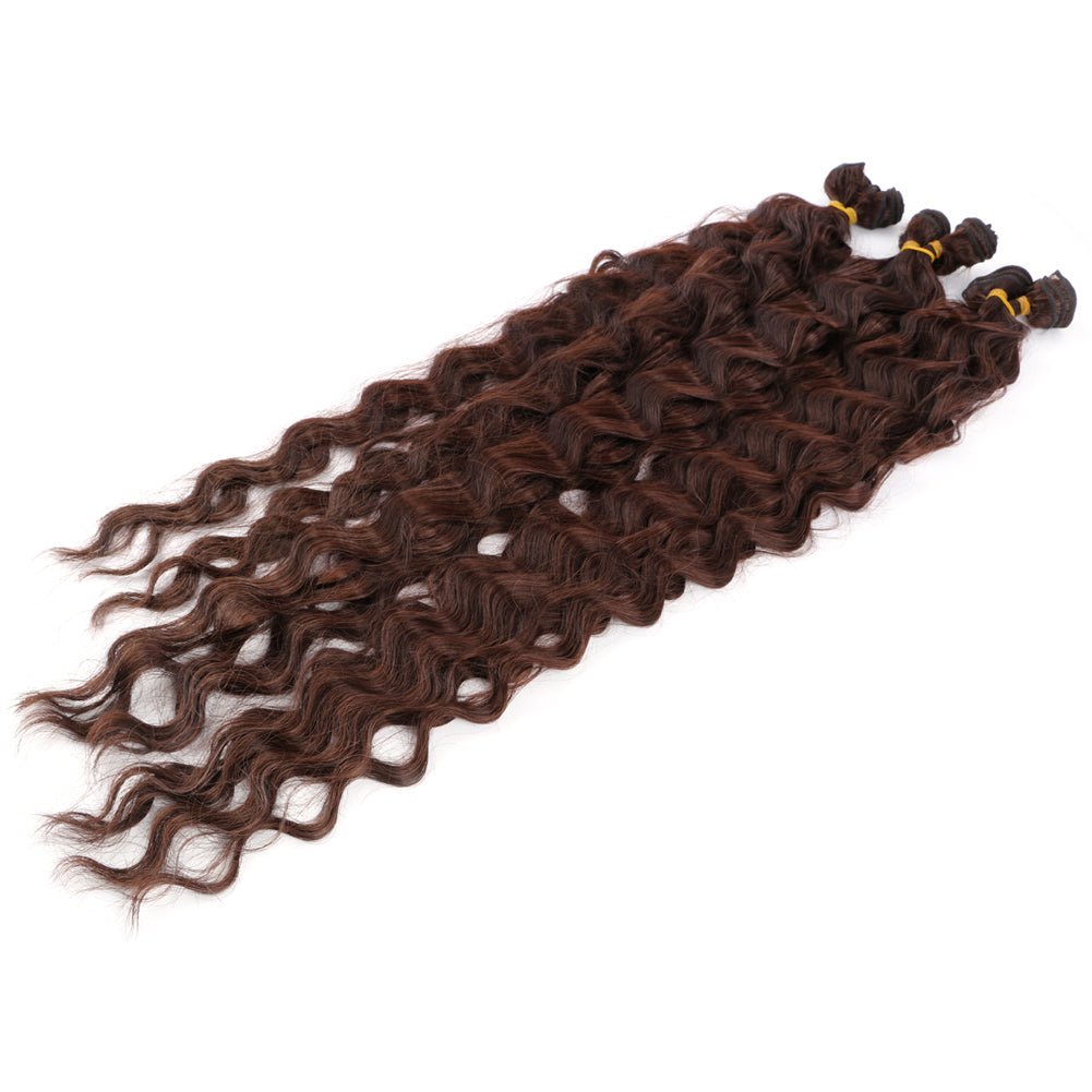 Fiber body wave Six Piece Set Hair weft-brown color
