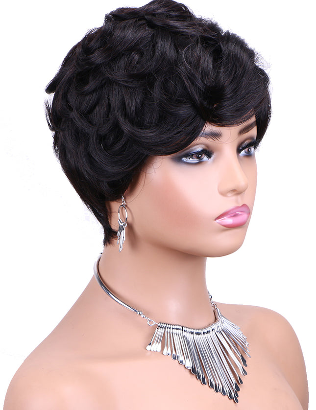 Machine made pixie cut wig--JKCX007-#1B---pay 1 get 2