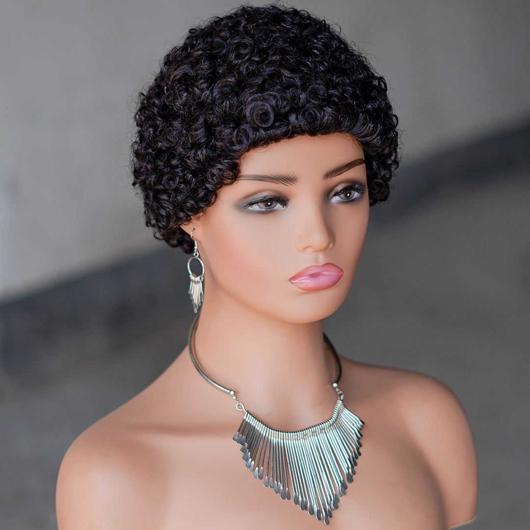 Machine made pixie cut wig---JK9044---#1B ---RMB 50