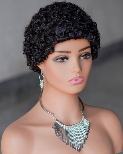 Machine made pixie cut wig---JK9044---#1B-pay 1 get 2