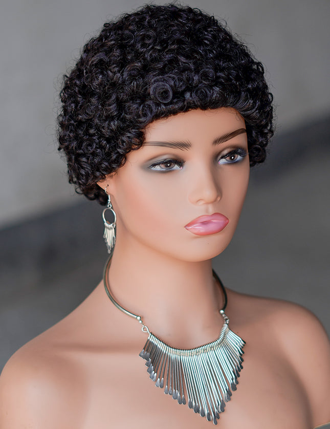 Machine made pixie cut wig---JK9044---#1B-pay 1 get 2