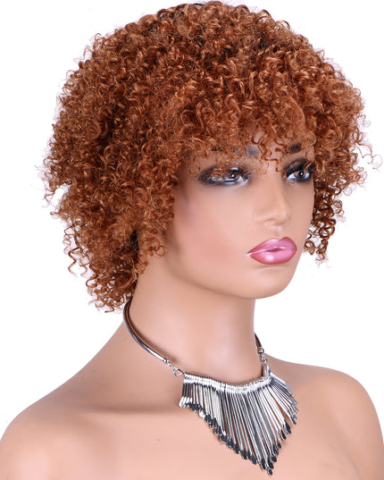 Machine made pixie cut wig---JK9037---#T1B/30