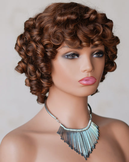 4/27 color--full machine made wig with bang---ZZY031