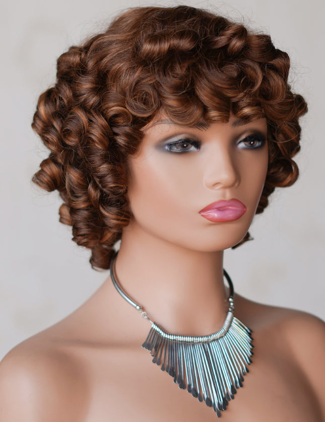 4/27 color--full machine made wig with bang---ZZY031