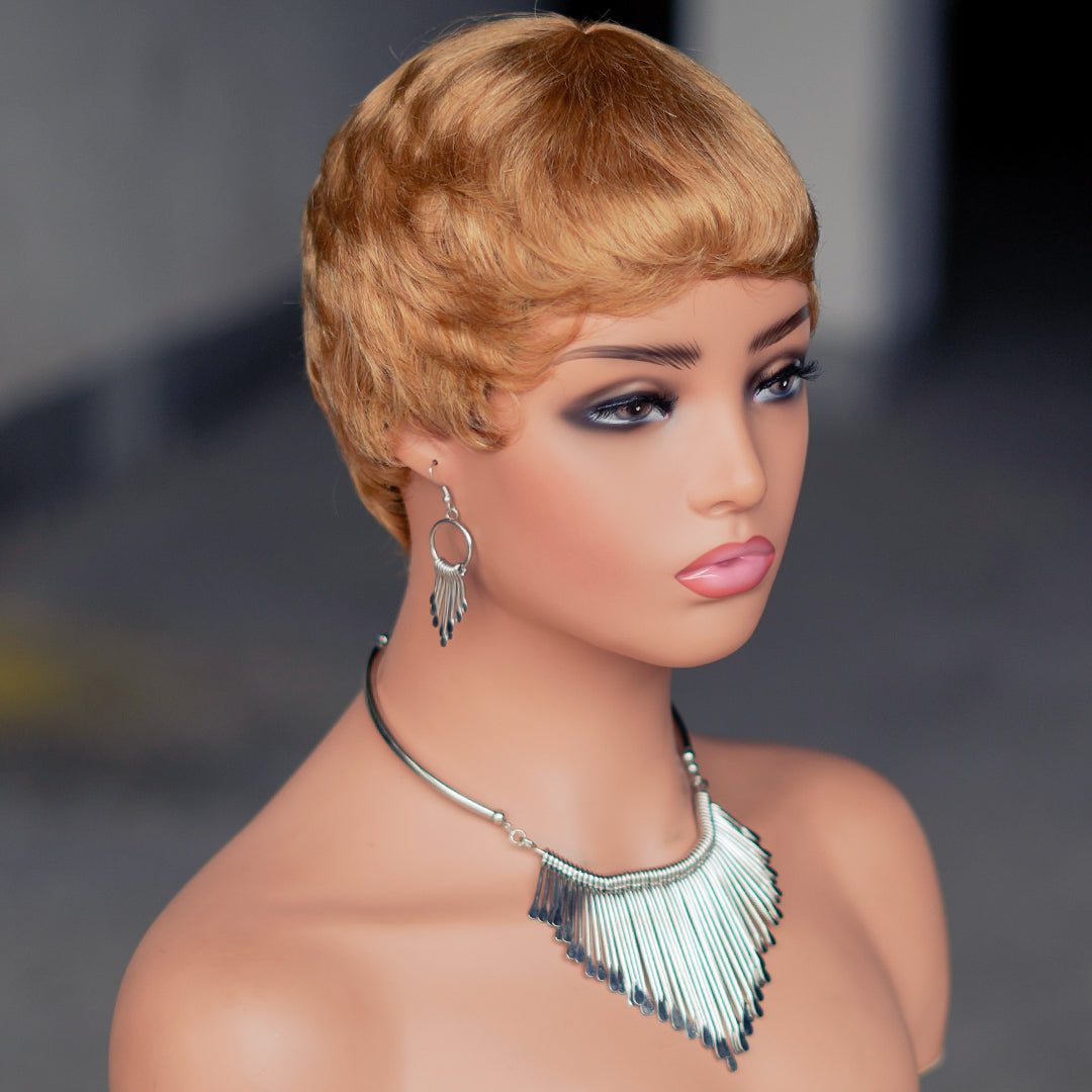 Machine made pixie cut wig---JK9047---#27---RMB 50