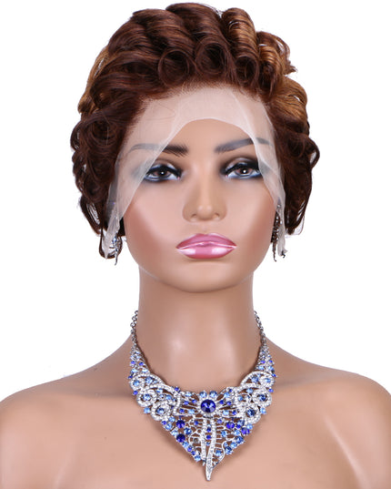 Pixie Cut wig 13x4 lace Frontal ombre #4/30 ---JK06