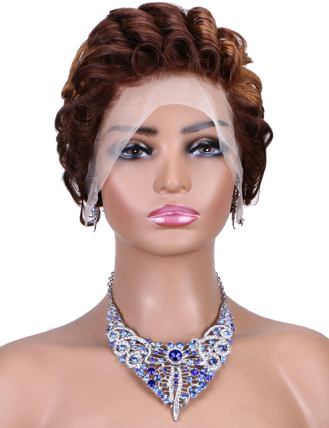 Pixie Cut wig 13x4 lace Frontal ombre #4/30 ---JK06