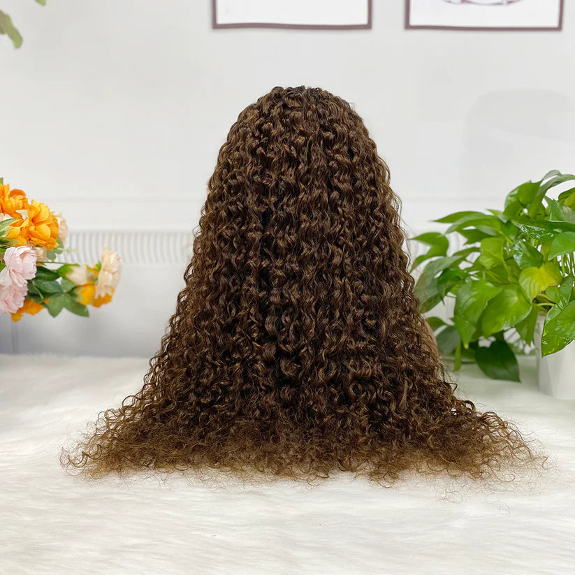 Jerry curly color #1B/4, 13x4 Lace Frontal wig 100% Virgin Human Hair Transparent  LACE Wig 180% density