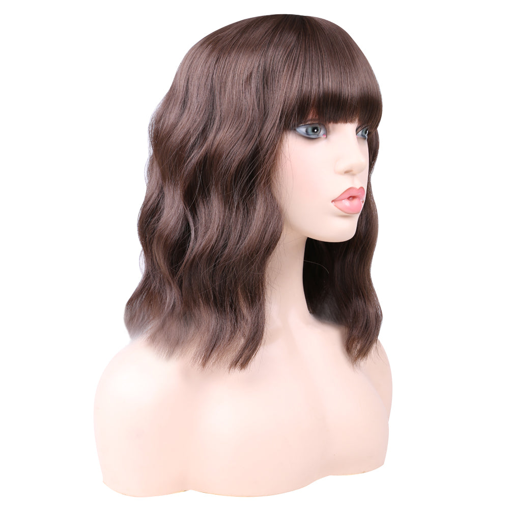 Halloween bangs bob wig fiber cosplay mechanism-brown color