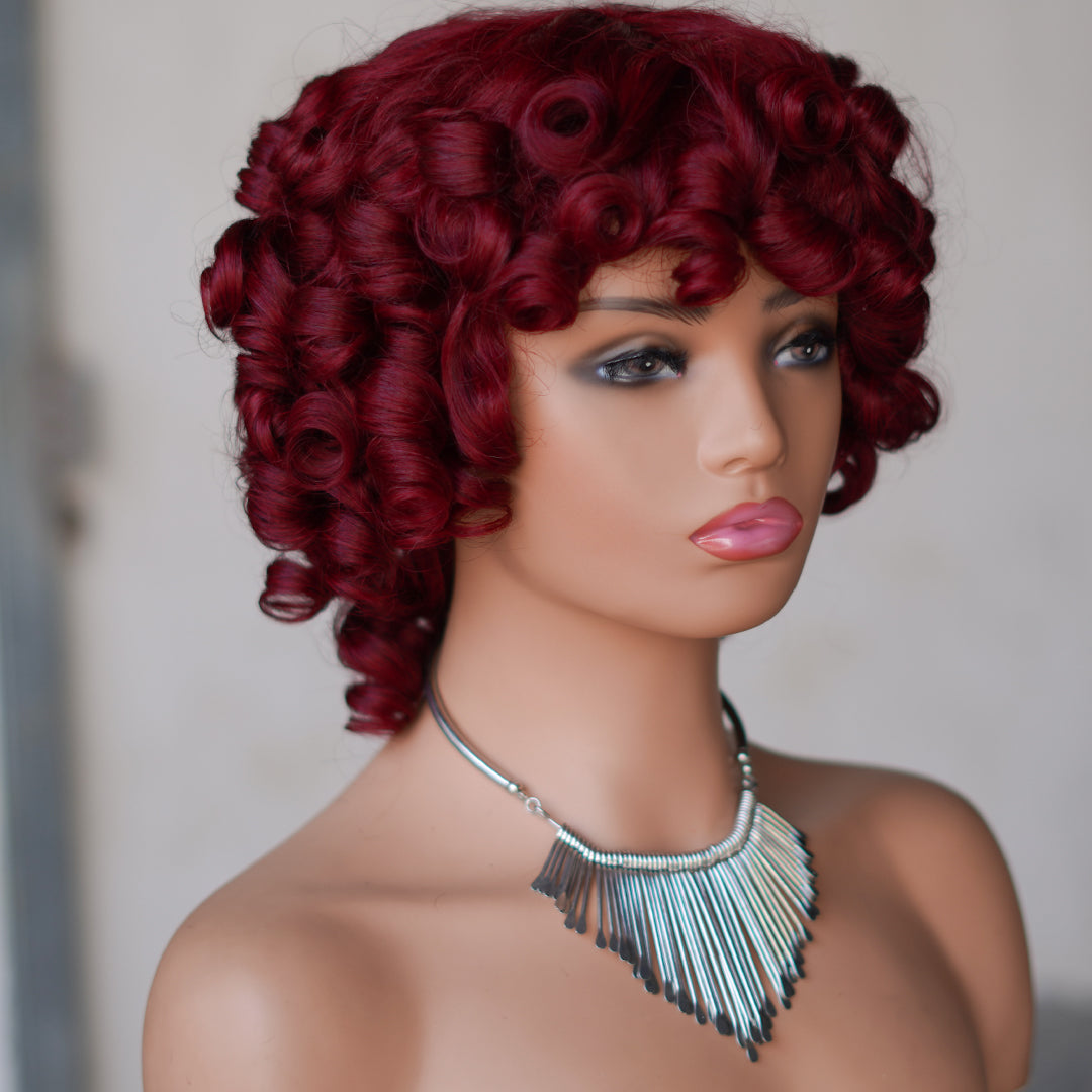 99J color--full machine made wig with bang---ZZY031