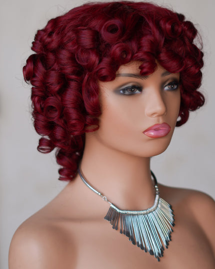 99J color--full machine made wig with bang---ZZY031