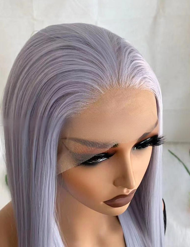 Synthetic lace frontal color wig straight---13*4---lavender purple color--pay 1 get 2
