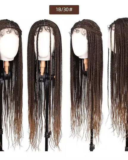 Synthetic Transparent Full Lace Braided Wigs Knotless Box Braids Wig  # 1B/30