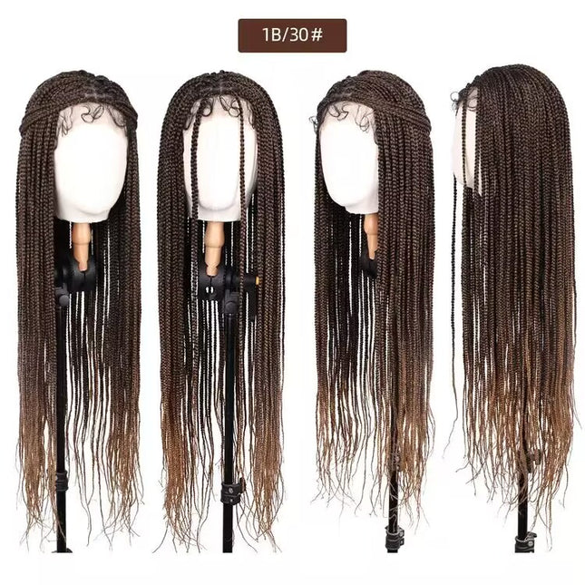 Synthetic Transparent Full Lace Braided Wigs Knotless Box Braids Wig  # 1B/30