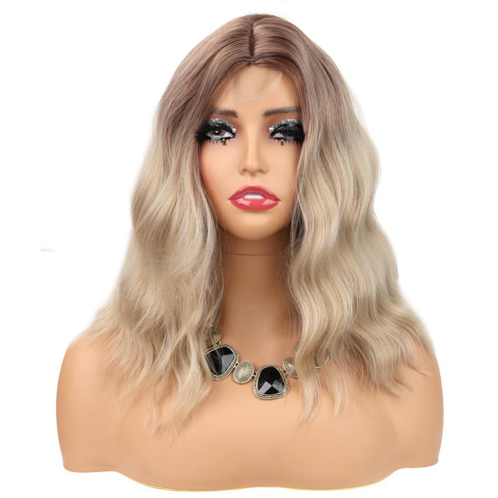 Synthetic fiber wigs lace size big wave-1