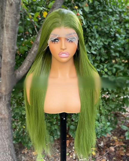 Synthetic lace frontal color wig---13*4---yellow-green color---- pay 1 get 2