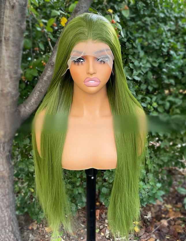 Synthetic lace frontal color wig---13*4---yellow-green color---- pay 1 get 2