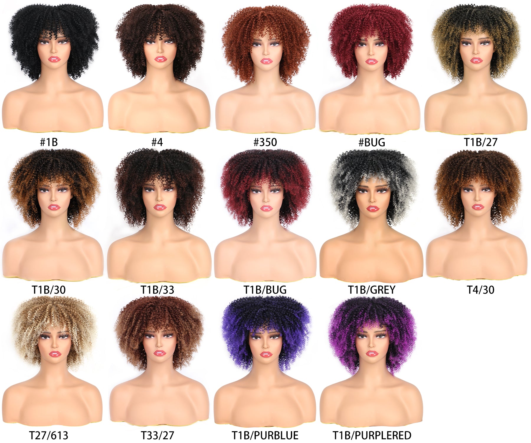 Fiber Small Roll Afro Kinky Curly Wig Short Fluffy--black color