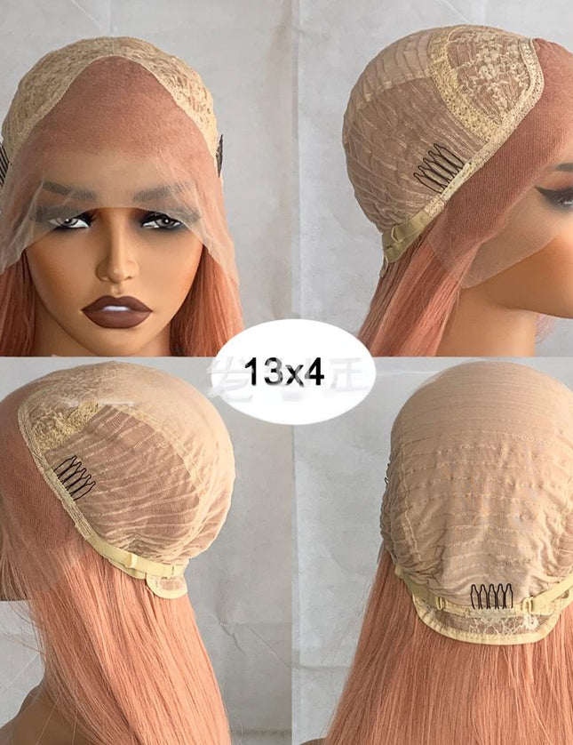 Synthetic lace frontal color wig---13*4---smoke pink color--- pay 1 get 2