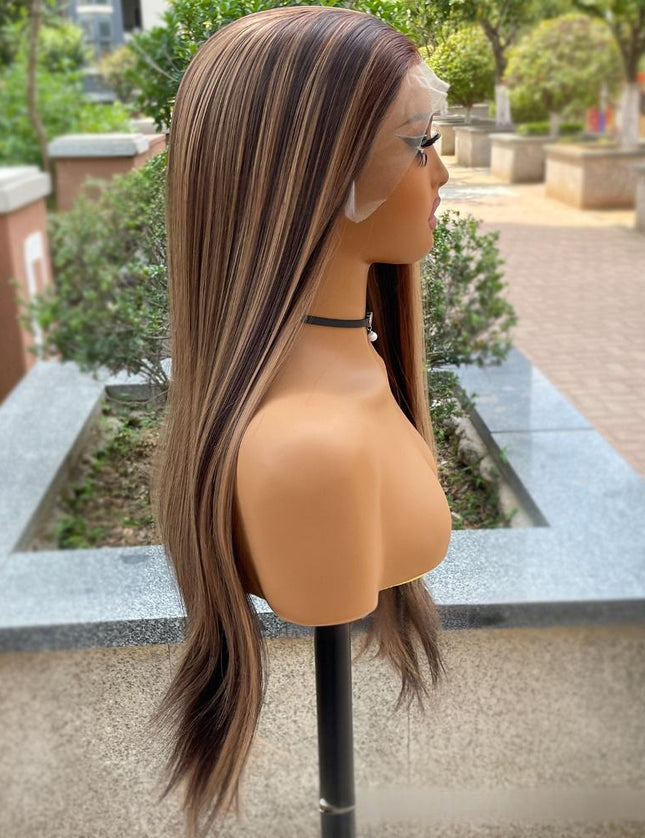 Synthetic lace frontal color wig straight---13*4---P4/27 color---pay 1 get 2