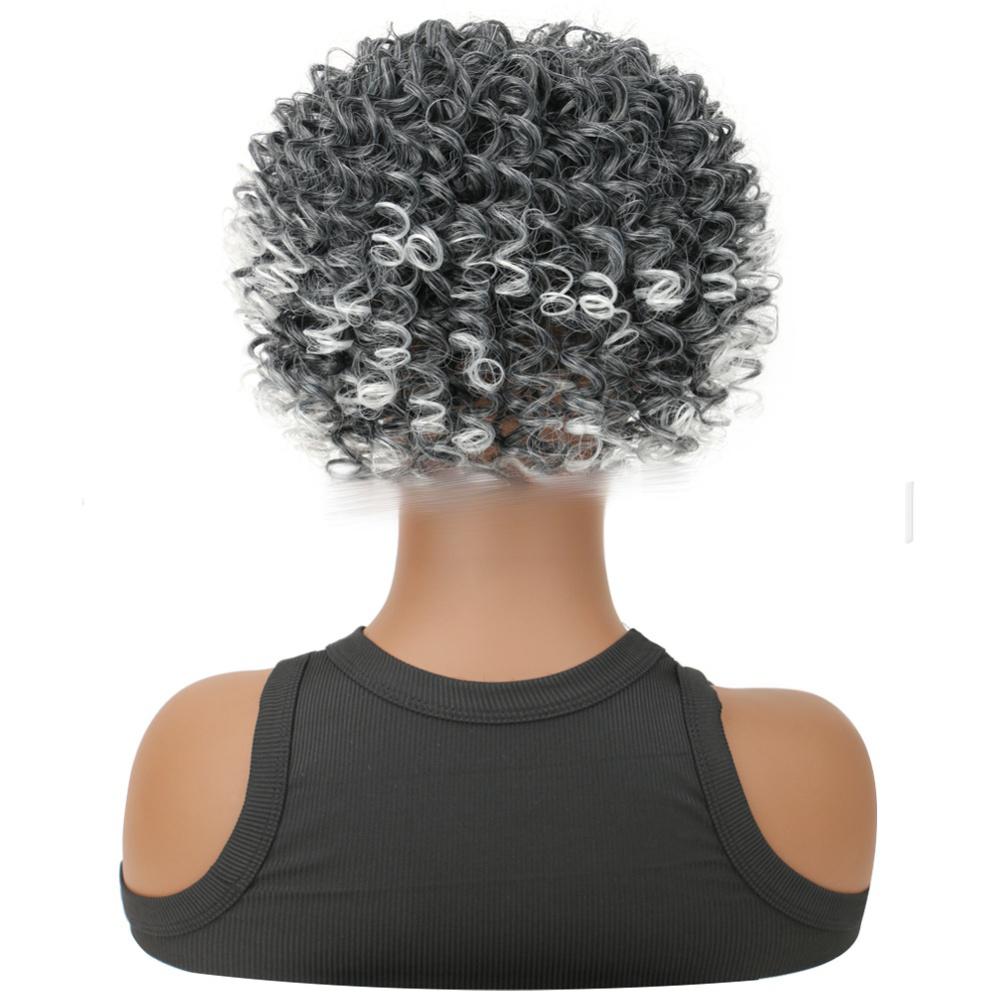 Fiber Female Fluffy Short Curly Hair Topper  -5
