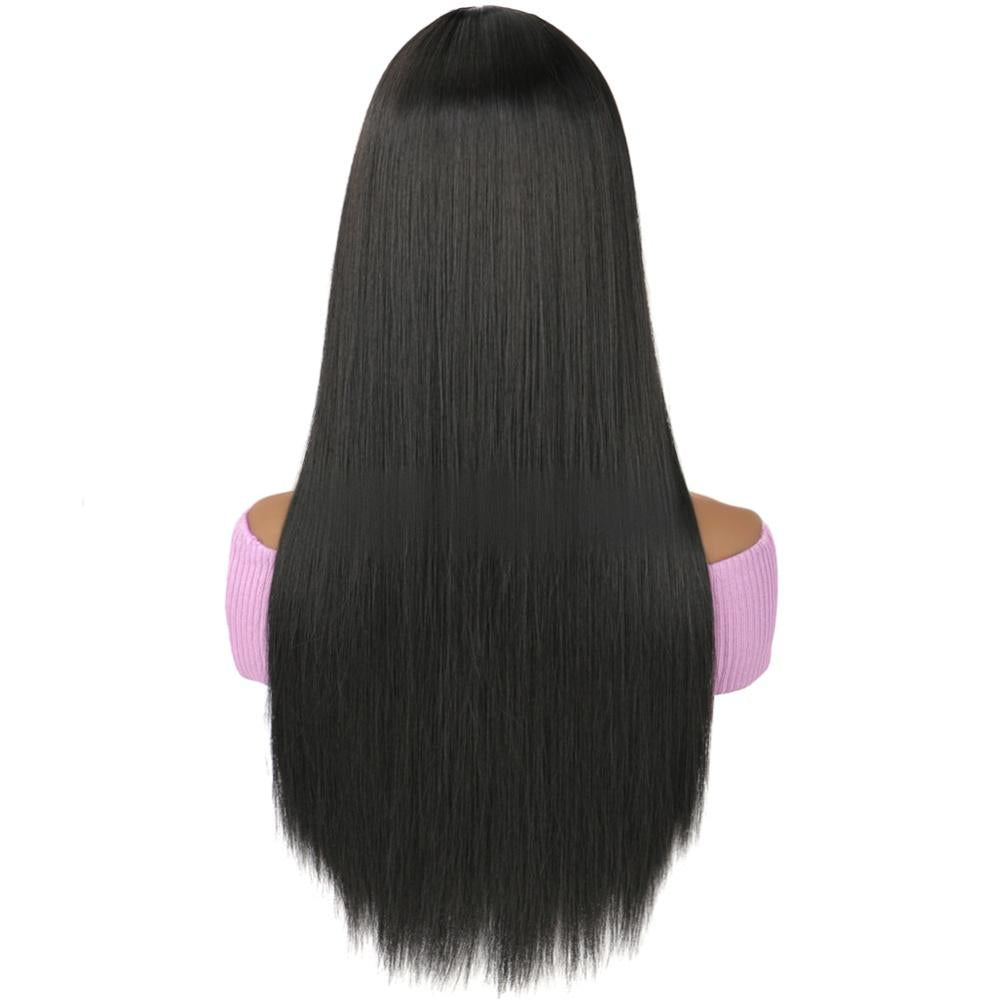 Synthetic fiber lace wig straight highlight color-4