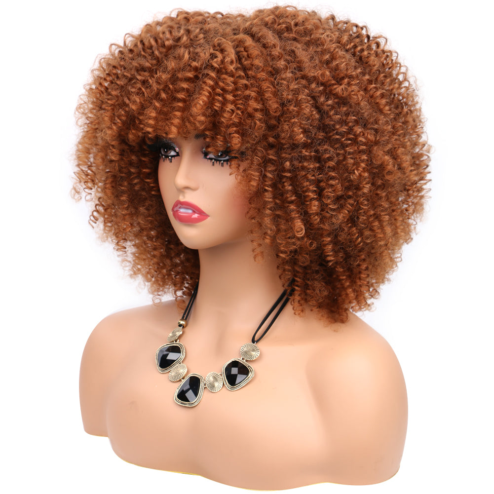 Fiber Small Roll Afro Kinky Curly Wig Short Fluffy-- color 30