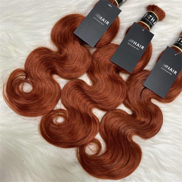 Body wave reddish brown color 15A human hair bulk for braiding