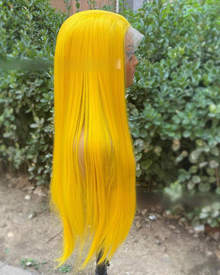 Synthetic lace frontal color wig straight---13*4--- yellow color---pay 1 get 2