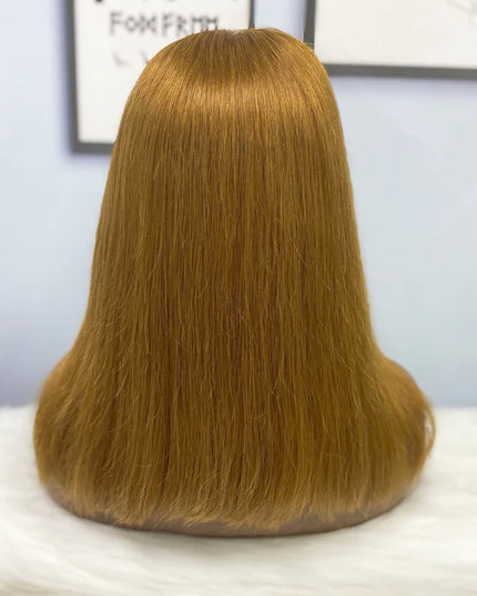 straight #6 color, 13x4 Lace Frontal wig 100% Virgin Human Hair Wig 15A